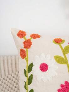 1pc Floral Embroidered Decorative Pillow Cover, Available In Multiple Sizes, Suitable For Various Rooms (Pillow Insert Not Included) - Multicolor 3351 - View 4