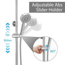 Thermostatic Shower Mixer Set With 8" Square Rainfall Head & Handheld Shower, Stainless Steel Shower Bar Kit With Adjustable Hose - Silver - View 4