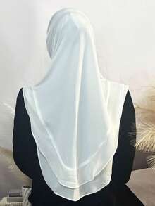 1件装女士速戴头巾，阿拉伯风格头巾，双层蕾丝短头巾，简约穆斯林头巾 - 彩色 - 查看 2