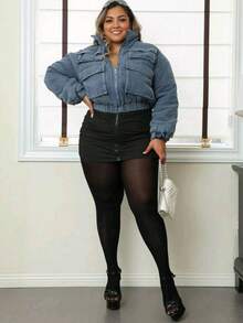 Thick Warm Pantyhose, Women's Tights, Winter Warm Fleece Lined Thigh High Socks, High Waist Elastic Slim Sexy Semi-Sheer Pantyhose, Underwear - Black - View 7