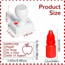 1 con dấu chấm điểm lớp học được nâng cấp + 1 ruột dấu thay thế, con dấu chấm điểm hình hoa nhỏ màu đỏ, con dấu đánh giá lớp học, con dấu đánh dấu bài tập về nhà của giáo viên, con dấu giáo viên đầu năm học, đồ dùng học tập, đồ dùng nhà trường (Kích thước con dấu: 0.78in*1.57in) - 1 chai FS10 màu trắng + 1 gói dung dịch thay thế (10ml) - Xem 2