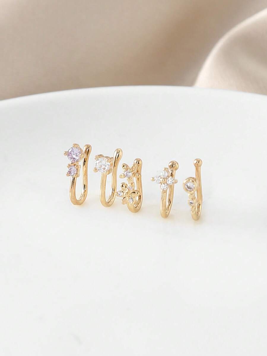 5pcs Nose Clips, Fake Nose Piercing Nose Rings, Suitable For Daily Wear, Vacation, Gift - Multicolor - View 1