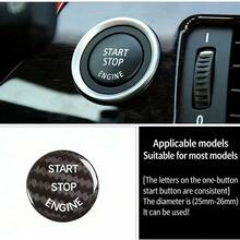 Ốp trang trí nút khởi động/dừng động cơ vân sợi carbon, màng bảo vệ nút khởi động một chạm, ốp bảo vệ nút chống trầy xước, phụ kiện trang trí nội thất ô tô phù hợp cho Audi A4L, A6L, A5, A7, Q3, Q5 - Bắt đầu bằng một cú nhấp chuột - Xem 4
