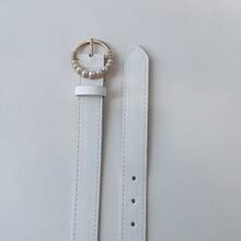 1pc White Pearl Embellished Waist Belt, Versatile For Daily Wear - White - View 2