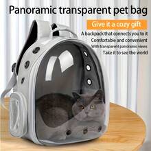 Sac à dos transparent moderne pour animaux de compagnie avec fermeture éclair - Structure robuste, doublure ventilée et rembourrée - Transporteur de voyage portable convenant aux chats, petits chiens, avions, trains - Multicolore - Voir 3