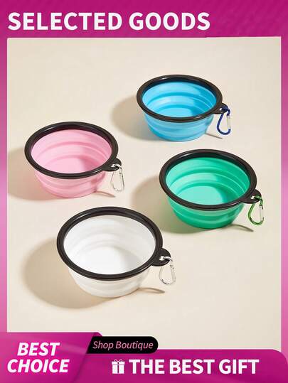 1pc Outdoor Dog Bowl Wholesale, Portable Pet Collapsible Bowl, Slow Feeder Silicone Hook Dog Cat Water Bowl