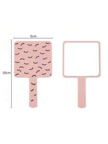 1pc New Cartoon Eyelash Print Makeup Compact Mirror With Handle, Portable Mini Mirror For Handbag, Bestselling High Definition Mirror, Convenient For Touch-Ups On-The-Go,Giveaways,Travel,Cheap Stuff,Travel Essential - Multicolor - View 3
