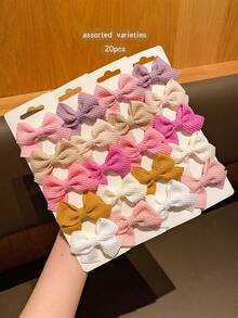 20pcs Random Color Bowknot Hair Clips, Sweet Style Hair Accessories For Daily Use, Affordable - Multicolor - View 2
