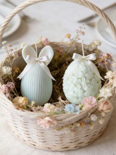 Easter Bunny Egg Silicone Mold Striped Rabbit Flower Rabbit Egg Mold For DIY Resin Plaster Craft Easter Decoration Silicone