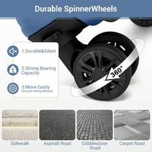 15-Inch Cabin Suitcase (40x30x20 Cm) Under-Seat Luggage, ABS/PC Hard Shell Trolley With 4 Removable 360° Swivel Wheels And 3-Digit Lock, Lightweight Small Travel Trolley For Christmas Holidays, New Year's Holidays, Solo Travel, Weekend City Breaks, Business Trips, Unisex For Women And Men - 海軍藍+黑色 - 查看 8