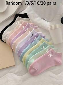 40 chiếc/20 chiếc/10 chiếc/6 chiếc/2 chiếc tất ngắn nữ, tất tàng hình, tất trắng, tất nữ tính, tất dễ thương, tất bé gái, tất đen, họa tiết hoạt hình, thấm hút mồ hôi, mềm mại và mịn màng, phù hợp cho nhiều dịp như lễ hội, thể thao, thường ngày, công sở và sinh hoạt hàng ngày, dùng được cả bốn mùa, phối màu ngẫu nhiên. - Nhiều màu - Xem 11