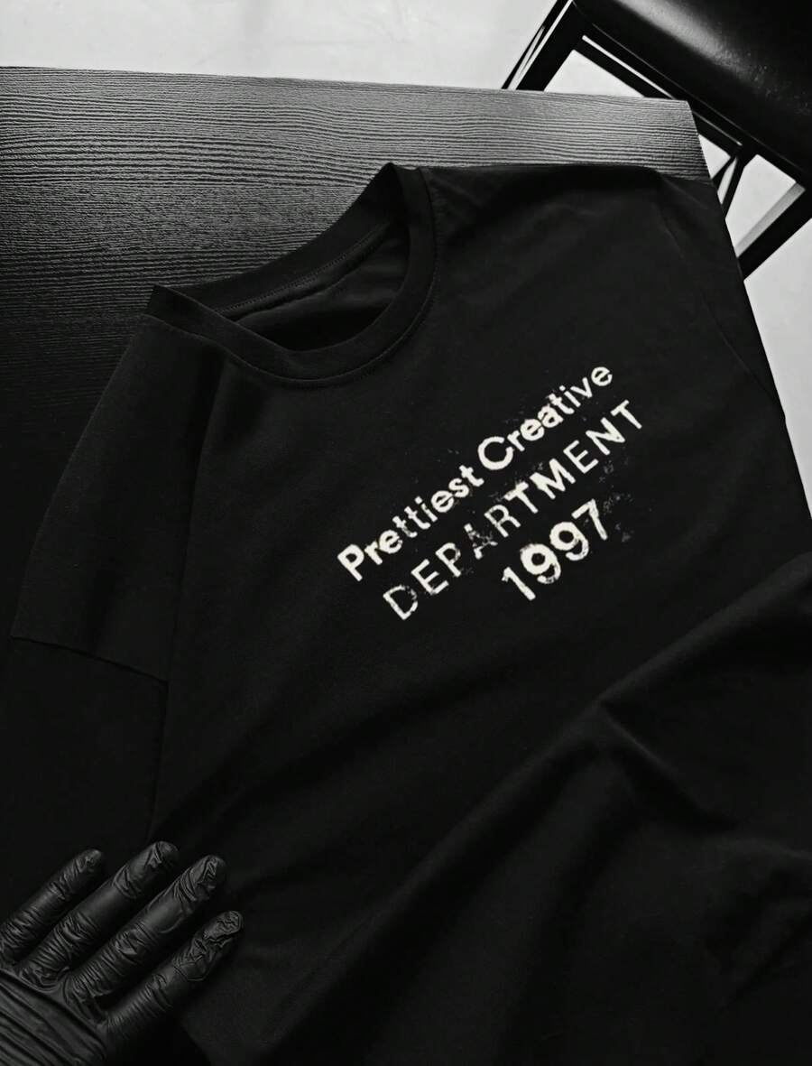 OVDY Men's Round Neck Short Sleeve Casual Summer Loose Retro Printed T-Shirt - Black - View 1