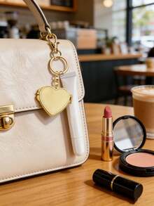 1个带镜子的唇彩钥匙扣，可作包包挂饰、钱包/背包装饰、耳机盒配件、行李箱/汽车装饰钥匙圈，单件饰品，带镜子和浪漫元素，美妆时尚单品，是返校季、夏季、斋月、开斋节、情人节、圣诞节或感恩节的完美礼物。 - 彩色 - 查看 8