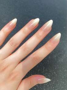 Instantly Upgrade Your Look With Nail Stickers, 24pcs Short Almond-Shaped Nude Ombre Glossy Fake Nails, 1 Nail File And 1 Nail Glue Tape Set - Multicolor - View 1