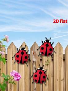 1pc/3pcs/6pcs Metal Seven-Spot Ladybug 2D Wall Decor, Outdoor Fence/Yard Decoration, Cool Metal Seven-Spot Ladybug Ornament - A - View 5
