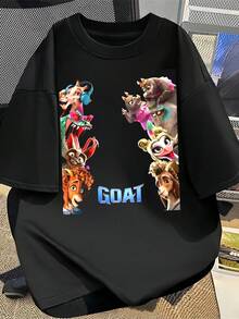 Camiseta unisex de estilo suave con estampado de la película "2026-Goat Movie" - Hecha de algodón puro, es suave y transpirable, adecuada tanto para hombres como para mujeres. Es una camisa informal adecuada para todas las estaciones y un recuerdo elegante. Es adecuado para el uso diario, los entusiastas de la moda urbana y los amantes de la música. - Negro - Ver 6