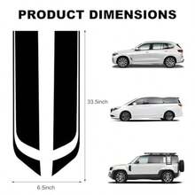 2 PCS Car Hood Stickers Sports Racing Stripe Graphic Decal Auto Body Side Strip Decor Waterproof Vinyl Decals Decorative Accessories For Automotive Fenders Skirts Roofs In Black Ideal For Vehicle Exterior Enhancement And Customization - -黑色的- - 查看 2