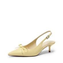 Women's Slingback Kitten Heel Pumps, Pointed Toe With Bow, 2.17" Low Heel – Comfortable Dress Shoes For All-Day Wear - 黃色 - 查看 5