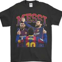 LIONELs MESSIs Vintage Shirt, Homage Tshirt, Fan Tees, Retro 90s T-Shirt Fan Art F. - 黑色 - 查看 1