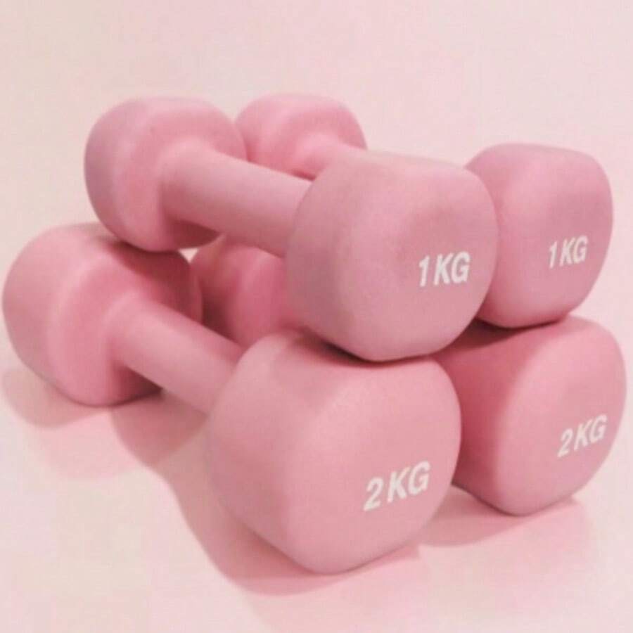 1对PVC涂层小哑铃，轻便健身器材，适合女性，用于力量训练 - 彩色 - 查看 1