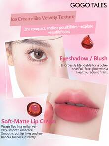 GOGO TALES GOGOTALES 三合一唇泥、腮红和眼影，滋润哑光质地，丝绒哑光唇彩和唇泥，低饱和度裸妆唇膏 - G01# Pudding Pink - 查看 3