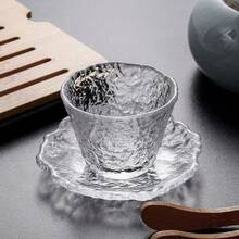 Japanese Style Iced Tea Set, Crystal Glass Transparent Kung Fu Tea Cups, Thick Tea Cup Coasters, Milk Tea Cups - Multicolor - View 1