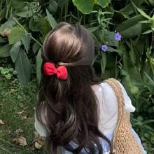 可爱棉质蝴蝶结发夹 - 柔软毛绒鸭嘴夹，适合女孩和女士 - 彩色 - 查看 5