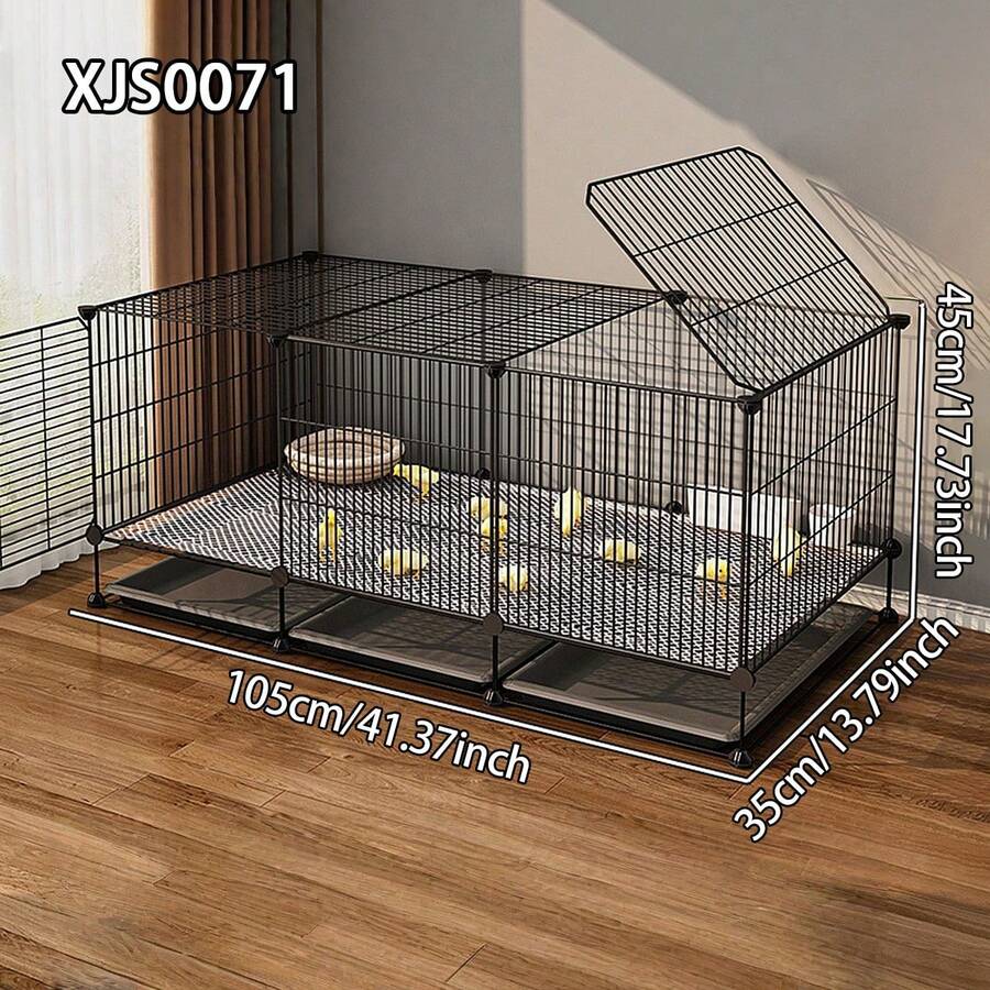 Large Metal Pet Cage, Assembled And Disassembled, Small Animal Habitat With Removable Tray, Suitable For Raising Chicks, Ducks, Rabbits And Other Small Animals - Multicolor - View 1