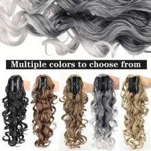 Synthetic Hair Claw Clip Curly Elastic Ponytail, Fluffy Black & Brown Ponytail Extensions Hair Accessories Elegant Hair Clips Fashion Hair Clutch - 彩色 - 查看 10