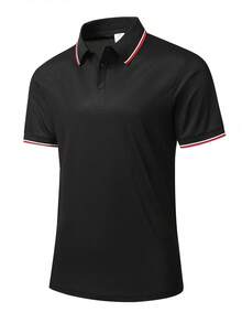 1 Áo Polo Nam, Màu Xanh Navy, Cổ Polo Tay Ngắn, Cổ Áo Viền Tương Phản, Chất Vải Thoáng Khí, Thấm Hút Mồ Hôi, Chống Xù Lông, Chống Nhăn, Dễ Bảo Quản, Thích Hợp Cho Trang Phục Công Sở, Đi Làm Hàng Ngày và Các Dịp Kinh Doanh Nhẹ. - màu đen - Xem 2