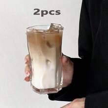 Bộ 2/6 cốc thủy tinh, cốc cà phê trong suốt kiểu Bắc Âu bất đối xứng, cốc đựng đồ uống/nước ép mang đi dùng tại nhà/văn phòng, thích hợp cho mùa hè và mùa đông, quà tặng sinh nhật/lễ hội/tiệc tùng, quà Giáng sinh, bình thủy tinh, cốc, cốc cà phê đá. - Trong sáng - Xem 13