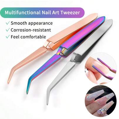 Stainless Steel Manicure Shaping Tweezers, Nail Art Tools X-Type UV Gel Nail Extension Crystal Nail Shaping Clamp, Nail Extension Tools