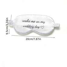 1 szt. Dekoracja ślubna "Obudź mnie w dniu mojego ślubu" Biała maska na oczy, prezent dla żony na ślub, miesiąc miodowy, wieczór panieński, wieczór panieński - Biały - Zobacz 6