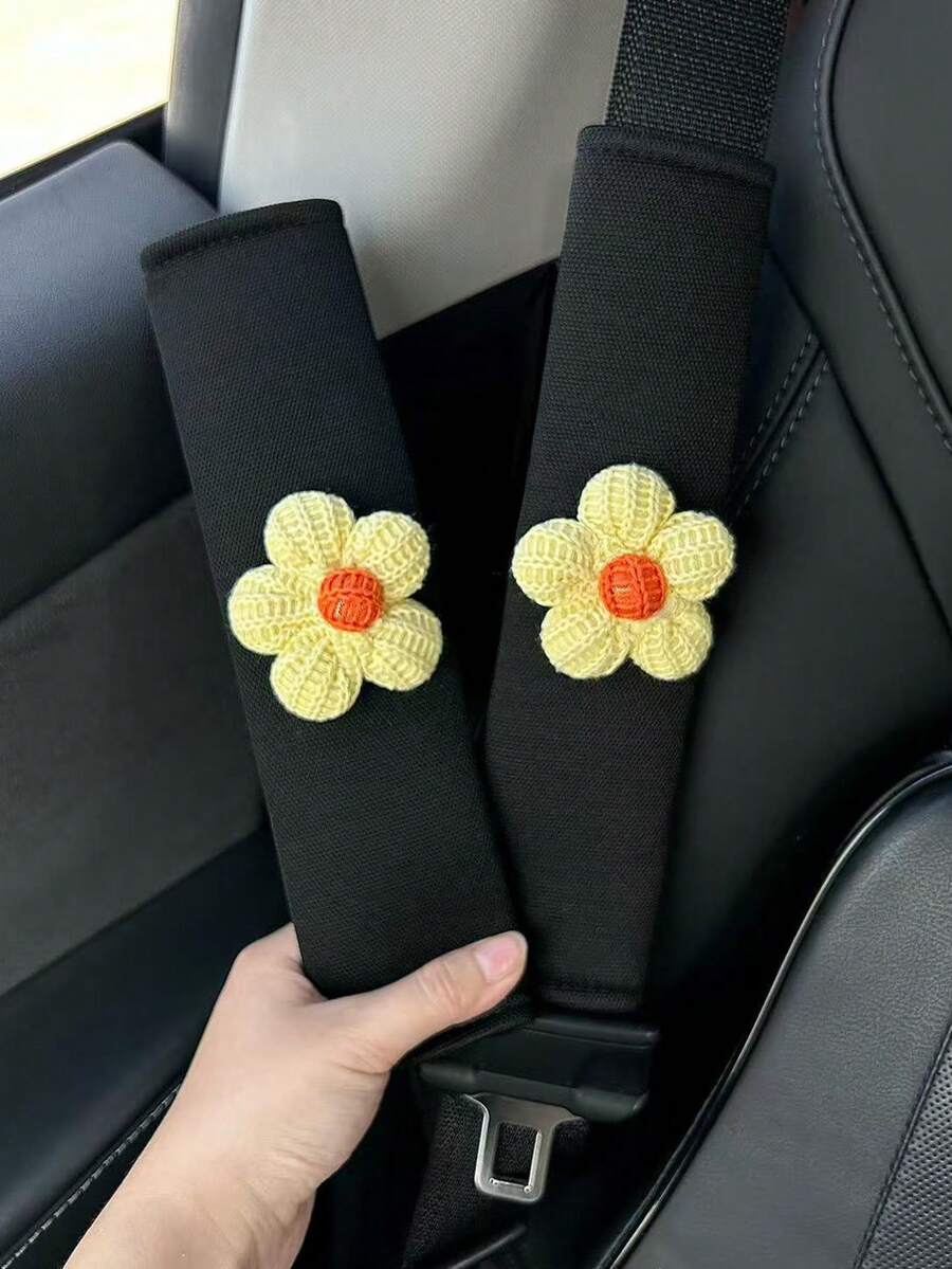 2件装花卉雪纺汽车安全带肩垫，防滑防摩擦肩套 - 護肩 - 查看 1