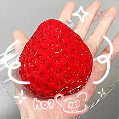 1个大号草莓造型减压玩具 - 柔软可爱的硅胶材质，易于清洁，适合青少年和成人缓解压力和焦虑，是DIY、家居装饰、圣诞节、派对、万圣节礼物的理想之选。