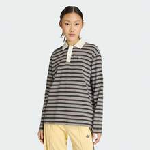 Adidas Originals Women's Striped Long Sleeve Polo Shirt - Black - View 1