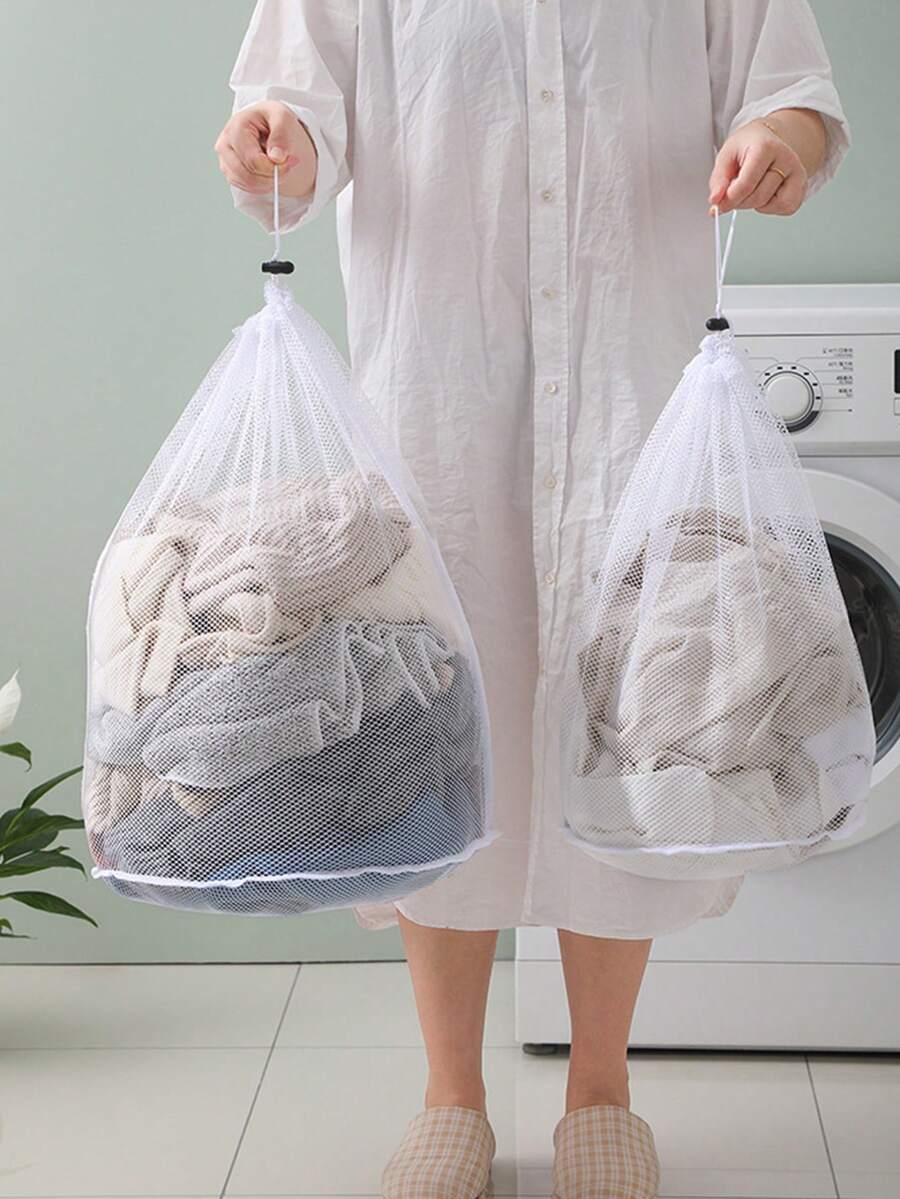 3 أكياس شبكية للغسيل، أكياس تخزين الملابس القذرة، أكياس غسيل سفر كبيرة وقوية للغسالة، مع رباط للقمصان والملابس الداخلية والحمالات والجوارب وما إلى ذلك. ضروريات السفر والعطلات والصيف والعودة إلى المدرسة - متعدد الألوان - مشاهدة 1