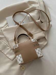 Mini Square Box Bag, Handbag, Shoulder Bag, Crossbody Bag, Suitable For Banquet, Office, Middle School, High School, University - White - View 12