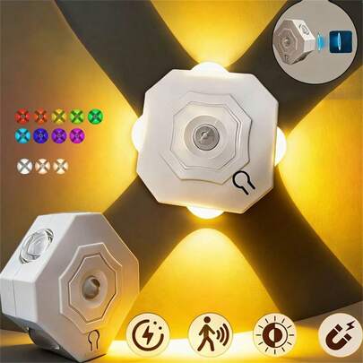 1pc Wall Light, Night Light, Sensor Motion Light, Ambient Wall Decoration Light, Suitable For Bedroom, Closet (400mAh)