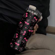 1個/5個 30oz 黑粉色愛心蝴蝶結保溫隨行杯，附手把，Y2K風格情人節禮物，適合冰咖啡、果汁、燕麥奶，女友生日禮物，日常旅行杯 - 彩色 - 查看 1