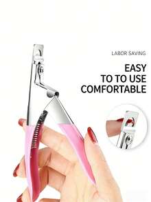 指甲钳，粉色假指甲修剪器，可调节指甲钳，带15个磁铁的亚克力指甲钳，紫色高品质可调节磁铁指甲钳，适用于人造指甲，不锈钢指甲修剪器 - 彩色 - 查看 2