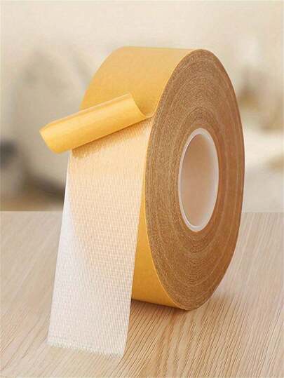1 Roll Heavy Duty Double-Sided Tape, Waterproof High Adhesive, Suitable For Fixing Carpet Edges, Grid-Backed Double-Sided Tape, Super Strong Double-Sided Adhesive Fiber Bandage, Heavy Duty Yellow Cloth Tape, Applicable For Office And Home