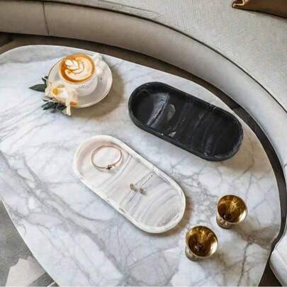 1个硅胶梳妆台托盘 - 收纳整理器，可用于存放洗漱用品、香水和珠宝 - 非常适合浴室展示和家居装饰，方便收纳，适用于客厅、卧室、洗手池、浴缸和厨房水槽（椭圆形）。多功能且优雅的硅胶梳妆台托盘：浴室台面收纳整理器，可用于存放洗漱用品、香水和珠宝。