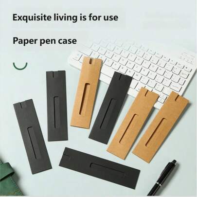 30/60/90pcs Set Kraft Paper Pen Box, Single Pen Holder Packaging, Music Theme Solid Color Pattern, Office & Small Business Supplies And Decorations