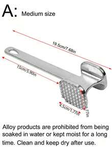 1pc Double-Sided Meat Tenderizer, Aluminum Alloy Steak Pounder Tool - Multicolor - View 10