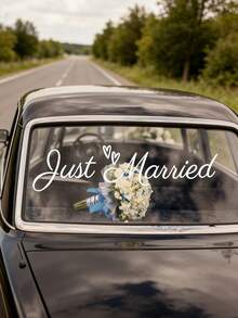 Wedding Car Sticker, Newlywed Vinyl Car Window Decals, Bohemian Style Window Sticker, "Just Married" Wedding Sticker, Wedding Bumper Sticker, Multi-Functional, Adjustable, For Wedding Send-Offs, Bride And Groom Honeymoon Cars, Engagement Parties, Or Newlywed Celebration Car Decorations - View 2