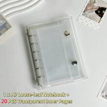 1本A8/A7/A6透明活页笔记本，贴纸活页笔记本，YOUCHENGYOUPIN，贴纸笔记本，Kpop照片卡收纳本，双扣软皮透明活页笔记本，手工DIY日记本，适用于相册、贴纸本、笔记本、计划本、学生返校用品、办公用品 - 無色 - 查看 7