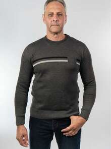 Men's Sweater Round Neck Men's Sweaters Knit Long Sleeve Old Money Men's Clothing Winter Elegant Work Out Party Casual - 石墨 - 查看 1