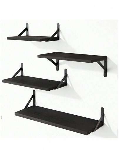 4 Piezas Estantes Flotantes de Pared para Cocina, Baño y Salón, Repisas Flotantes de Flotante Simple y Moderno, Fabricado en Madera de Alta Calidad
