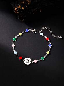 1pc Fashionable Personalized Women's 12 Zodiac Stainless Steel Enamel Bracelet, Suitable For Daily Wear - Multicolor - View 21